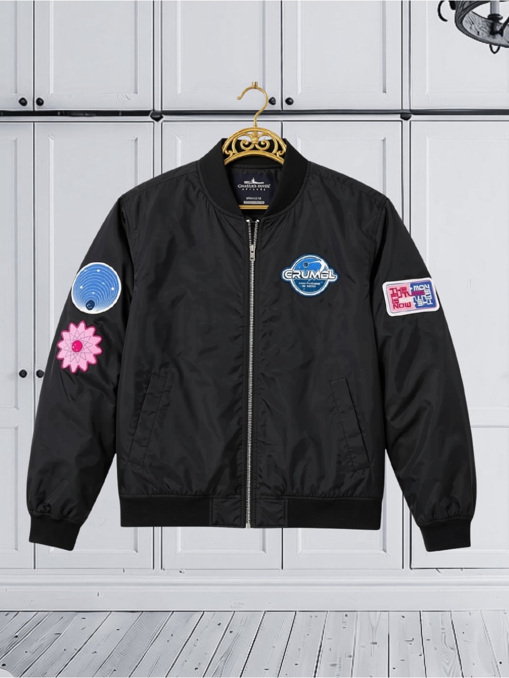 Crumbl Cookies “The Future Is Now” Space Patch Bomber Jacket - Charles River